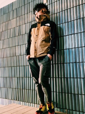 「MONO-MART（モノマート）のワッフルロング丈 Uネックプルオーバーカットソー/ロングスリーブ（Tシャツ/カットソー）」を使った、KEITA(ΦωΦ)さん（メンズ・182cm）の冬コーディネート