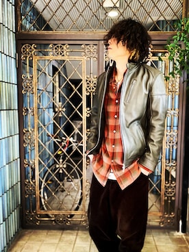 「RATTLE TRAP（ラトルトラップ）のアイテム（ライダースジャケット）」を使った、KEITA(ΦωΦ)さん（メンズ・182cm）の冬コーディネート