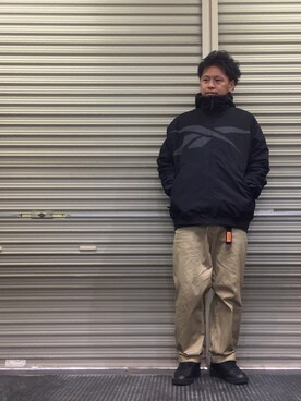 「Reebok（リーボック）のアイテム（ブルゾン）」を使った、クロ🐑さん（メンズ・168cm）の春コーディネート
