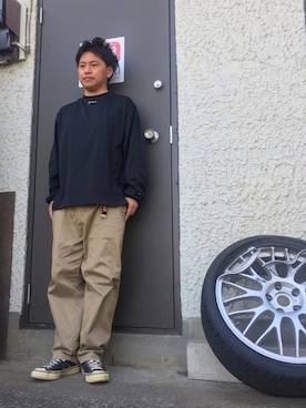 「MillReef（ミルリーフ）のアイテム」を使った、クロ🐑さん（メンズ・168cm）の春コーディネート