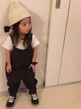 「Dickies（ディッキーズ）のアイテム（オールインワン・サロペット）」を使った、★m☺︎m☺︎★mini★t☺︎y★さん（キッズ・90cm）の夏コーディネート