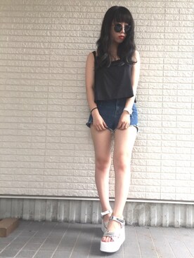 「one way（ワンウェイ）のアイテム（シューズ）」を使った、Maiさん（レディース・155cm）の夏コーディネート