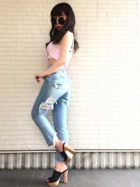 「FIG&VIPER（フィグアンドバイパー）のアイテム（キャミソール）」を使った、Maiさん（レディース・155cm）の夏コーディネート
