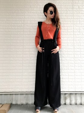 「8seconds（エイトセカンズ）のアイテム（オールインワン・サロペット）」を使った、Maiさん（レディース・155cm）の秋コーディネート