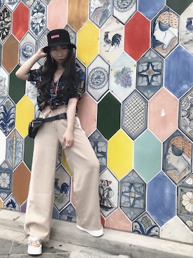 「one way（ワンウェイ）のアイテム（シューズ）」を使った、Maiさん（レディース・155cm）の夏コーディネート
