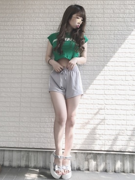 「one way（ワンウェイ）のアイテム（シューズ）」を使った、Maiさん（レディース・155cm）の夏コーディネート