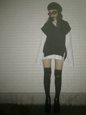 「アイテム（サングラス）」を使った、Maiさん（レディース・155cm）の秋コーディネート