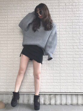 「one way（ワンウェイ）のアイテム（シューズ）」を使った、Maiさん（レディース・155cm）の冬コーディネート