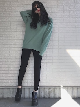 「FIG&VIPER（フィグアンドバイパー）のアイテム（レッグウェア）」を使った、Maiさん（レディース・155cm）の冬コーディネート