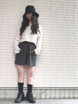 「chuu（チュー）のアイテム（帽子）」を使った、Maiさん（レディース・155cm）の秋コーディネート