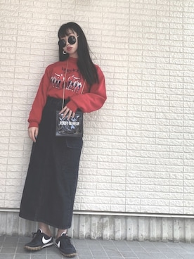 「VERSACE（ヴェルサーチ）のアイテム（スウェット）」を使った、Maiさん（レディース・157cm）の春コーディネート