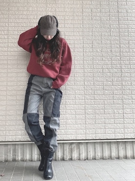 「SEVENDAYS=SUNDAY（セブンデイズサンデイ）のアイテム（キャップ）」を使った、Maiさん（レディース・157cm）の冬コーディネート