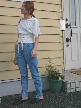 「TODAYFUL（トゥデイフル）のTODAYFUL(トゥディフル)  "ROY's Denim"カットオフデニム（デニムパンツ）」を使った、みかすけさん（レディース・147cm）の夏コーディネート