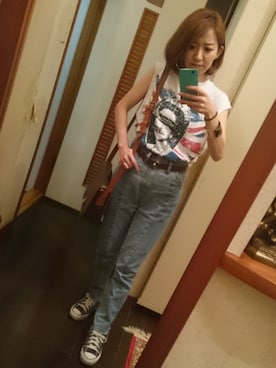 「TODAYFUL（トゥデイフル）のTODAYFUL(トゥディフル)  "ROY's Denim"カットオフデニム（デニムパンツ）」を使った、みかすけさん（レディース・147cm）の夏コーディネート