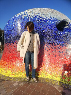 「アイテム（チェスターコート、ホワイト系）」を使った、みかすけさん（レディース・147cm）の春コーディネート