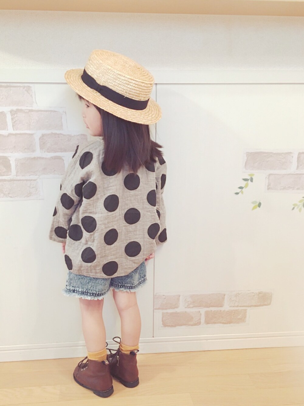 「キッズコーデ、プチプラ、西松屋、女の子コーデ、女の子、キッズ、ドット」｜「Front♡のアイテム（その他、その他）」を使った、haruhinaさん（キッズ・90cm）の春コーディネートの1枚目の写真