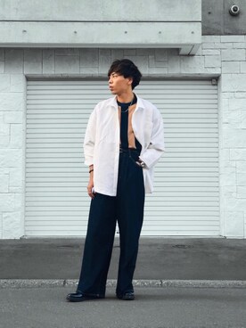 「Lui's（ルイス）のナローベルト（ベルト）」を使った、Dr.Pesanさん（メンズ・175cm）の夏コーディネート