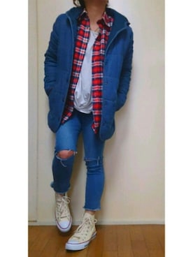 「CONVERSE（コンバース）のCONVERSE ALL STAR　ハイカットスニーカー（スニーカー）」を使った、m39さん（レディース・150cm）の春コーディネート