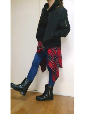 「SpRay（スプレイ）のアイテム（ナイロンジャケット）」を使った、m39さん（レディース・150cm）の春コーディネート