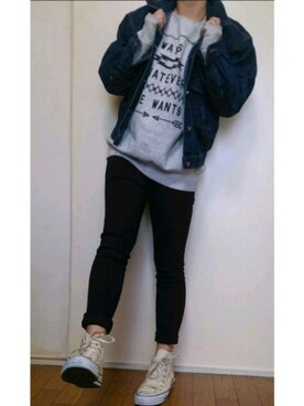 「CONVERSE（コンバース）のCONVERSE ALL STAR　ハイカットスニーカー（スニーカー）」を使った、m39さん（レディース・150cm）の春コーディネート