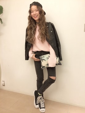 「UNIF」｜「アイテム（バッグ）」を使った、ロドリー明美さん（レディース・168cm）の秋コーディネート