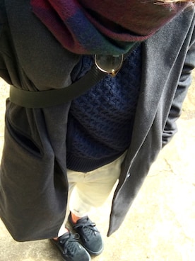 「SPINNS（スピンズ）のアイテム（マフラー）」を使った、nanaʕ·ᴥ·ʔさん（レディース・153cm）の冬コーディネート