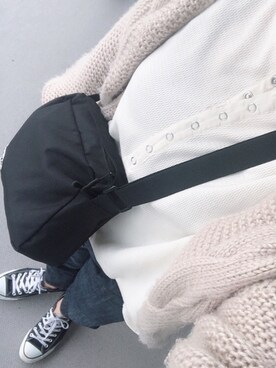 「DISCOAT（ディスコート）の太ケーブルカーディガン（カーディガン/ボレロ）」を使った、Rinさん（レディース・160cm）の春コーディネート