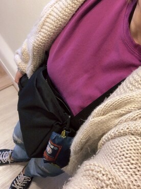 「DISCOAT（ディスコート）の太ケーブルカーディガン（カーディガン/ボレロ）」を使った、Rinさん（レディース・160cm）の春コーディネート