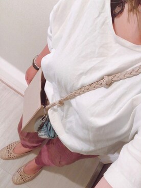「niko and...（ニコアンド）のCLEARリネンレーヨンワイドパンツ（その他パンツ）」を使った、Rinさん（レディース・160cm）の夏コーディネート