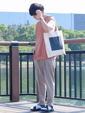 「FRAPBOIS（フラボア）のアイテム（財布/小物）」を使った、GPさん（メンズ・163cm）の夏コーディネート
