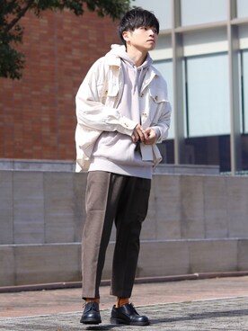 「チェック柄に恋してる」｜「アイテム（その他アウター）」を使った、GPさん（メンズ・163cm）の秋コーディネート