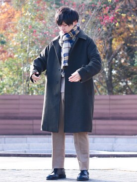 Uniqlo ユニクロ のステンカラーコート グリーン系 を使ったメンズ人気ファッションコーディネート Wear