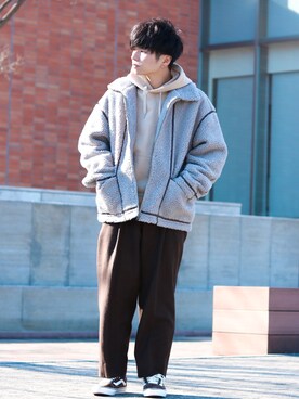 「marka（マーカ）のmarka / マーカ：2TUCK COCOON FIT - wool soft serge -：M20C-07PT03C[COR]（スラックス）」を使った、GPさん（メンズ・163cm）の冬コーディネート