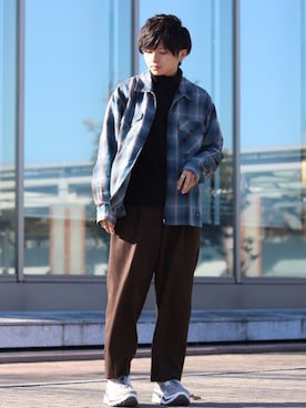 「marka（マーカ）のmarka / マーカ：2TUCK COCOON FIT - wool soft serge -：M20C-07PT03C[COR]（スラックス）」を使った、GPさん（メンズ・163cm）の冬コーディネート