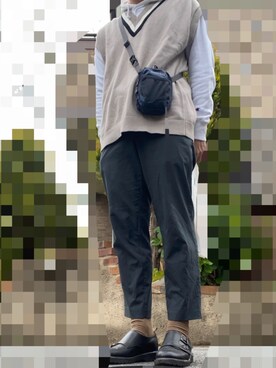 「niko and...（ニコアンド）のフェイクレザーモンクシューズ（その他シューズ、ブラック系）」を使った、かうさん（メンズ・173cm）の春コーディネート