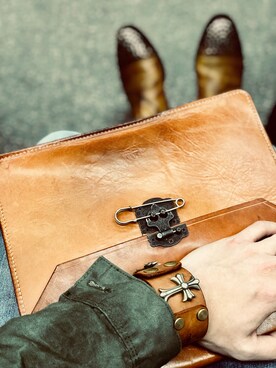 「Handmade（ハンドメイド）のアイテム（ブルゾン）」を使った、Sampoon潘さん（メンズ・170cm）の冬コーディネート