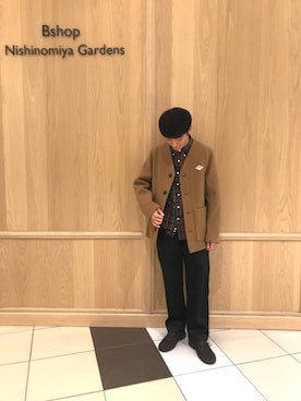 「アイテム（ノーカラージャケット、イエロー系）」を使った、門間 航平さん（メンズ・165cm）の秋コーディネート