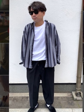 「アイテム（スラックス）」を使った、でこるさん（メンズ・169cm・30代）の夏コーディネート
