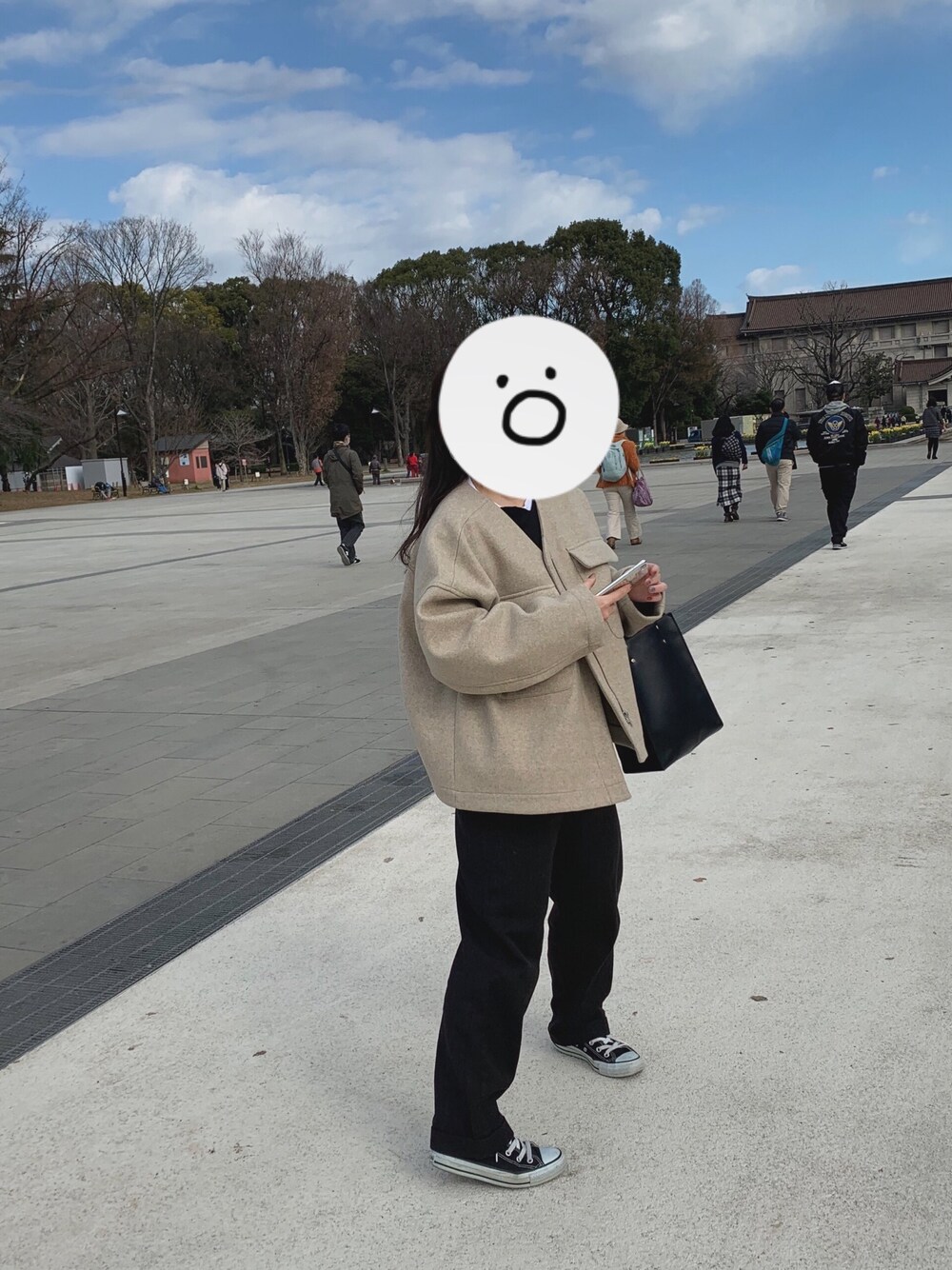 「CIAOPANICのアイテム（ジャケット/アウター、ベージュ系）」を使った、豆子💭さん（レディース・151cm）の春コーディネートの1枚目の写真