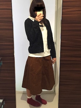 「e.r.g*（イーアールジー）のアイテム（トップス）」を使った、rikka さん（レディース・158cm）の秋コーディネート