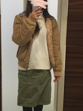 「JUNOAH（ジュノア）のアイテム（MA-1）」を使った、rikka さん（レディース・158cm）の冬コーディネート