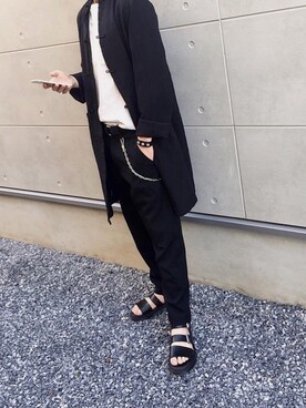 「BLACK COMME des GARCONS（ブラックコムデギャルソン）のアイテム（その他アウター）」を使った、taishiさん（メンズ・181cm）の夏コーディネート