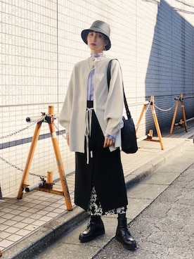 「メロートップス」｜「アイテム（帽子）」を使った、Rielさん（レディース・163cm）の冬コーディネート