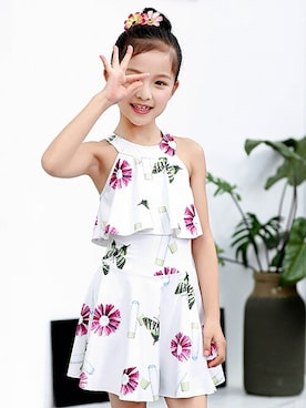 「フラワープリント」｜「アイテム（水着/着物・浴衣）」を使った、KidsTeddyさん（キッズ・100cm）の夏コーディネート