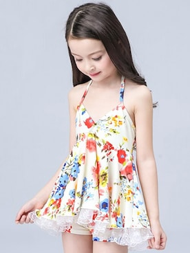 「フラワープリント」｜「アイテム（水着/着物・浴衣）」を使った、KidsTeddyさん（キッズ・100cm）の夏コーディネート