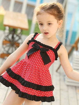 「アイテム（水着、レッド系）」を使った、KidsTeddyさん（キッズ・100cm）の夏コーディネート