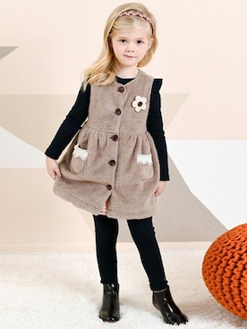 「キッズ服」｜「アイテム（ワンピース/ドレス）」を使った、KidsTeddyさん（キッズ・100cm）の秋コーディネート