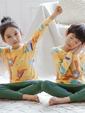 「アイテム（ルームウェア/パジャマ、イエロー系）」を使った、KidsTeddyさん（キッズ・100cm）の春コーディネート