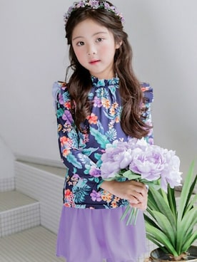 「フラワープリント」｜「アイテム（水着/着物・浴衣）」を使った、KidsTeddyさん（キッズ・100cm）の夏コーディネート