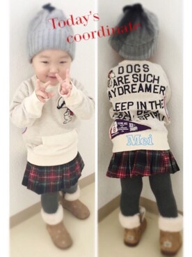 「next（next）のアイテム（スカート）」を使った、♡Mei♡さん（キッズ・80cm）の冬コーディネート